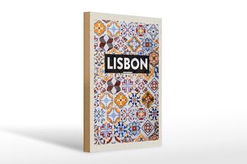Panneau en bois voyage 20x30cm art mosaïque Lisbonne Portugal 1