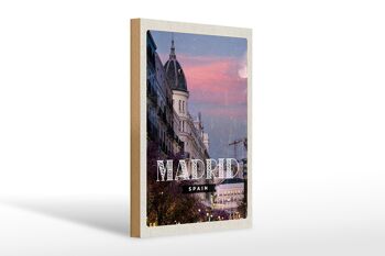 Panneau en bois voyage 20x30cm Madrid Espagne architecture destination de voyage 1