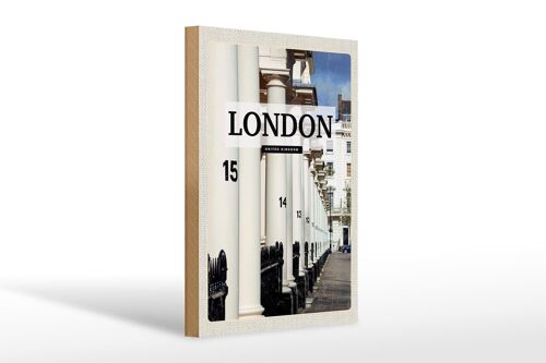 Holzschild Reise 20x30cm London United Kingdom Stadt Retro