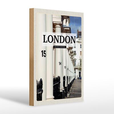 Cartel de madera viaje 20x30cm Londres Reino Unido ciudad retro