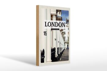 Panneau en bois voyage 20x30cm Londres Royaume-Uni ville rétro 1