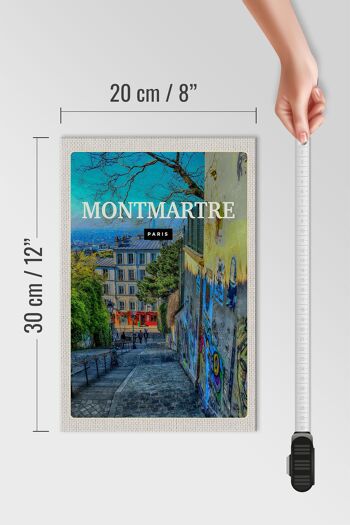 Panneau en bois voyage 20x30cm Montmartre Paris vieille ville crépuscule 4