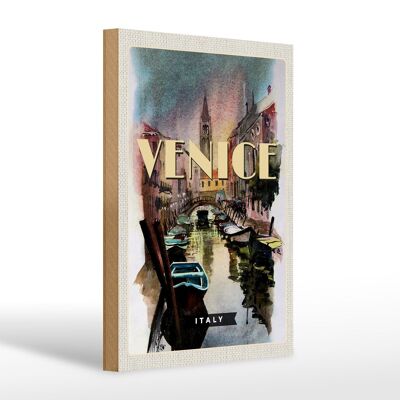 Cartel de madera viaje 20x30cm Venecia Italia cuadro pintoresco