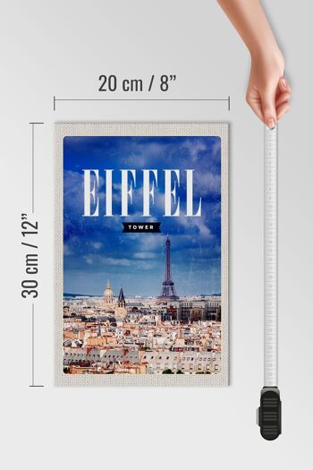 Panneau en bois voyage 20x30cm Tour Eiffel panorama photo rétro 4