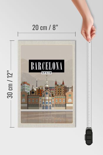 Panneau en bois voyage 20x30cm Barcelone Espagne panneau photo pittoresque 4