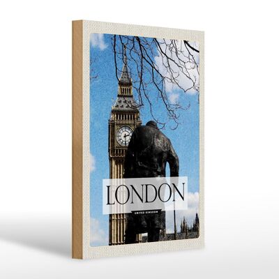 Cartel de madera viaje 20x30cm Londres Reino Unido Big Ben destino de viaje