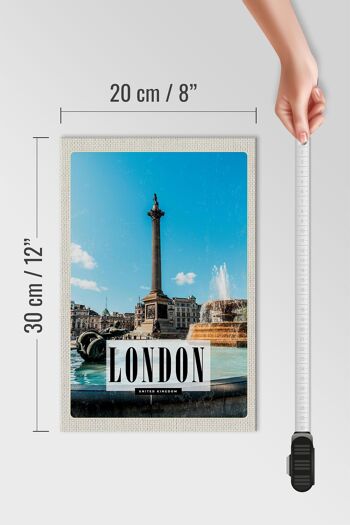 Panneau en bois voyage 20x30cm Londres UK fontaine Trafalgar Square 4
