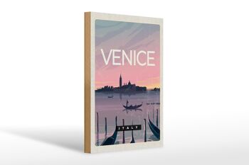 Panneau en bois voyage 20x30cm Venise Italie bateau image pittoresque 1