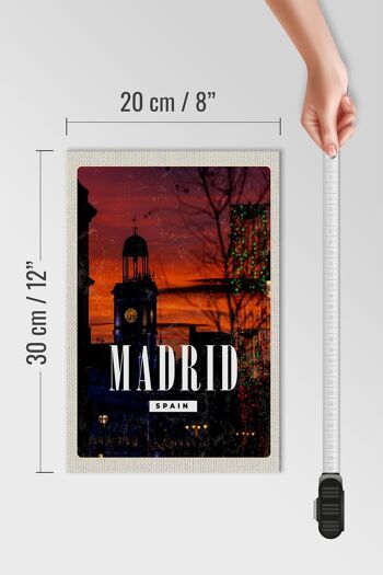 Panneau en bois voyage 20x30cm Madrid Espagne coucher de soleil 4