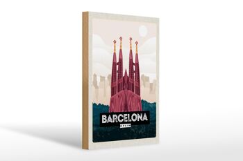 Panneau en bois voyage 20x30cm panneau cathédrale de Barcelone Espagne 1