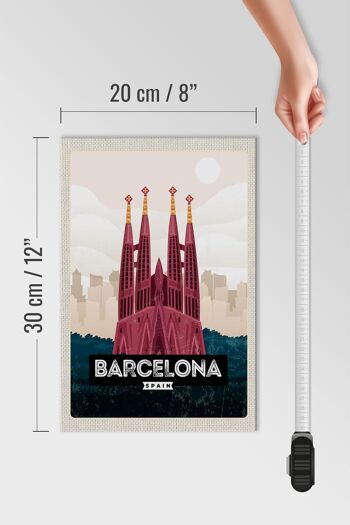 Panneau en bois voyage 20x30cm panneau cathédrale de Barcelone Espagne 4