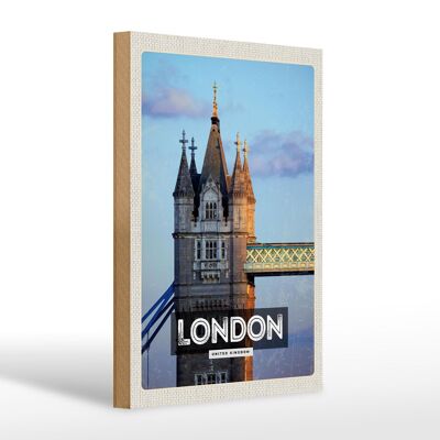 Cartel de madera viaje 20x30cm Londres Reino Unido arquitectura destino de viaje