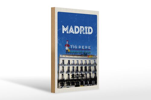 Holzschild Reise 20x30cm Madrid Tio Pepe Symbol
