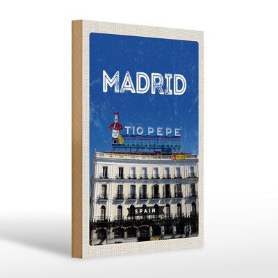 Cartel de madera viaje 20x30cm Madrid Símbolo Tío Pepe
