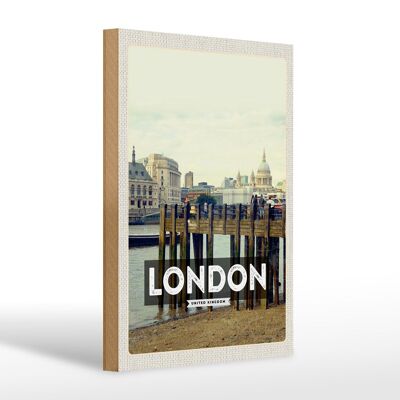 Wooden sign travel 20x30cm London architecture gift