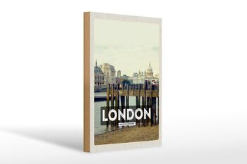 Panneau en bois voyage 20x30cm cadeau architecture Londres 1