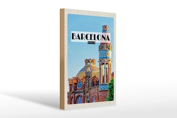 Panneau en bois voyage 20x30cm Barcelone destination de voyage style mosaïque 1