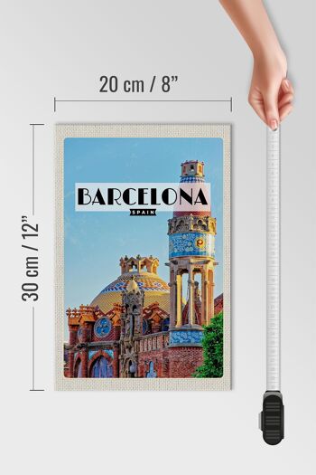 Panneau en bois voyage 20x30cm Barcelone destination de voyage style mosaïque 4