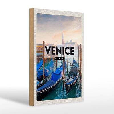 Holzschild Reise 20x30cm Venice Venedig Boote Meer Geschenk