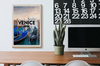 Panneau en bois voyage 20x30cm Venise Venise bateaux mer cadeau 3
