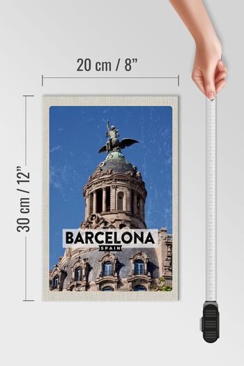 Panneau en bois voyage 20x30cm Barcelone architecture rétro cadeau 4