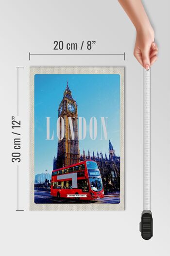 Panneau en bois voyage 20x30cm Londres bus rouge bus rouge Big Ben 4