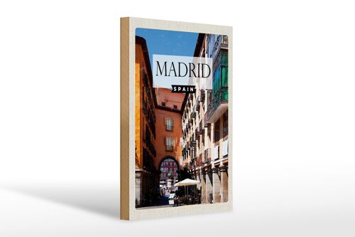 Holzschild Reise 20x30cm Madrid Spain Mittelalter Architektur