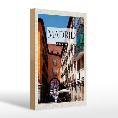 Holzschild Reise 20x30cm Madrid Spain Mittelalter Architektur