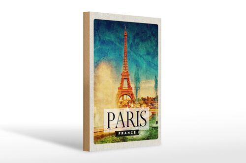 Holzschild Reise 20x30cm Paris Frankreich Eiffelturm Kunst