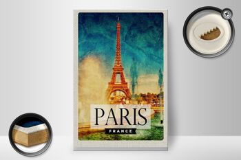 Panneau en bois voyage 20x30cm Paris France Tour Eiffel art 2