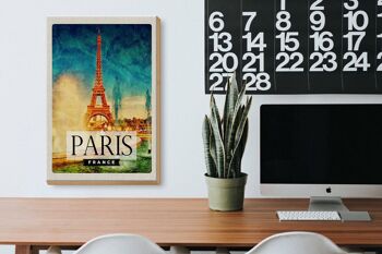 Panneau en bois voyage 20x30cm Paris France Tour Eiffel art 3