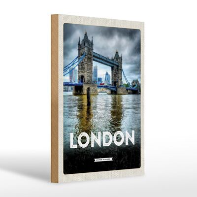 Cartel de madera viaje 20x30cm Puente de destino de viaje Londres Inglaterra