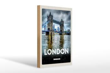 Panneau en bois voyage 20x30cm, pont de destination de voyage Londres Angleterre 1