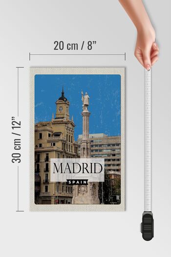 Panneau en bois voyage 20x30cm Madrid Espagne Panorama 4