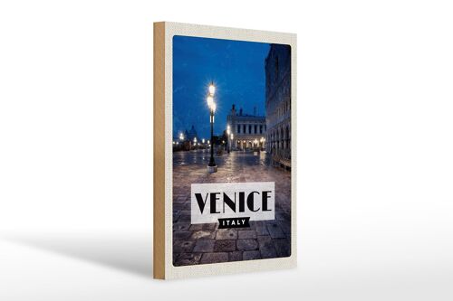 Holzschild Reise 20x30cm Venice Italien Blick Venice Nacht