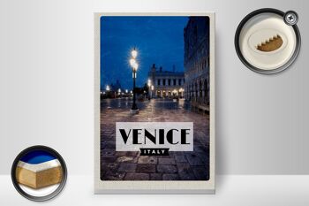 Panneau en bois voyage 20x30cm Venise Italie vue Venise nuit 2