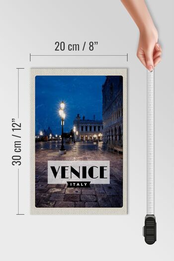 Panneau en bois voyage 20x30cm Venise Italie vue Venise nuit 4