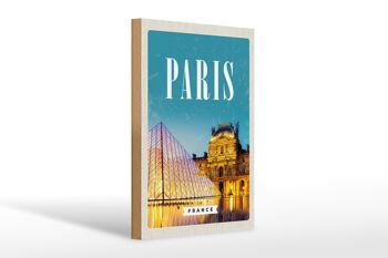 Panneau en bois voyage 20x30cm Paris France architecture de nuit 1