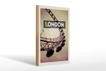 Panneau en bois voyage 20x30cm Londres Angleterre London Eye voyage 1