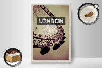 Panneau en bois voyage 20x30cm Londres Angleterre London Eye voyage 2