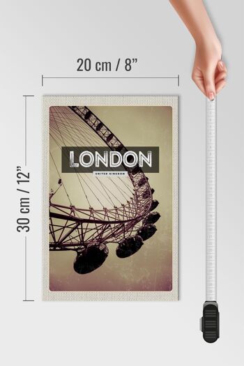 Panneau en bois voyage 20x30cm Londres Angleterre London Eye voyage 4