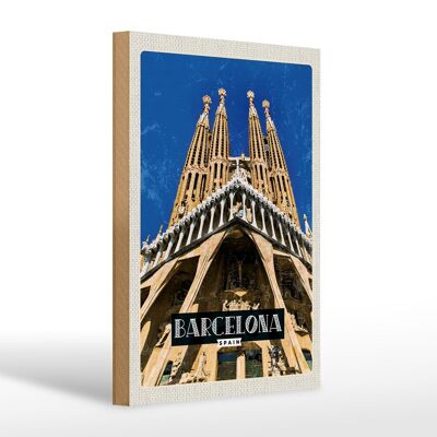 Cartel de madera viaje 20x30cm Barcelona España destino de viaje viaje