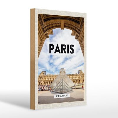 Cartello in legno da viaggio 20x30 cm Parigi Francia Louvre