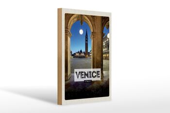 Panneau en bois voyage 20x30cm Venise Italie architecture nocturne 1