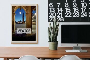 Panneau en bois voyage 20x30cm Venise Italie architecture nocturne 3
