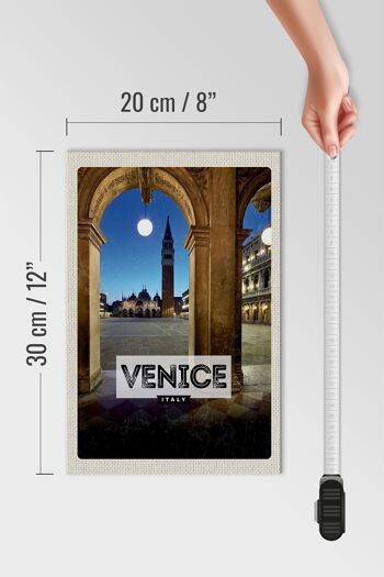 Panneau en bois voyage 20x30cm Venise Italie architecture nocturne 4