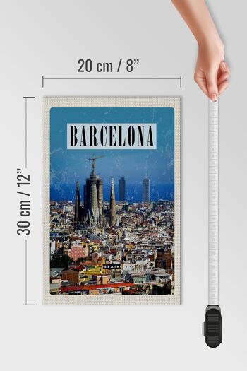 Panneau en bois voyage 20x30cm Barcelone Espagne vue sur la ville 4