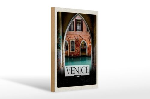 Holzschild Reise 20x30cm Venice Italien Fluss Panorama