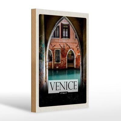 Holzschild Reise 20x30cm Venice Italien Fluss Panorama