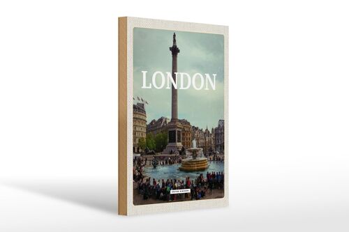 Holzschild Reise 20x30cm London England Brunnen Schild